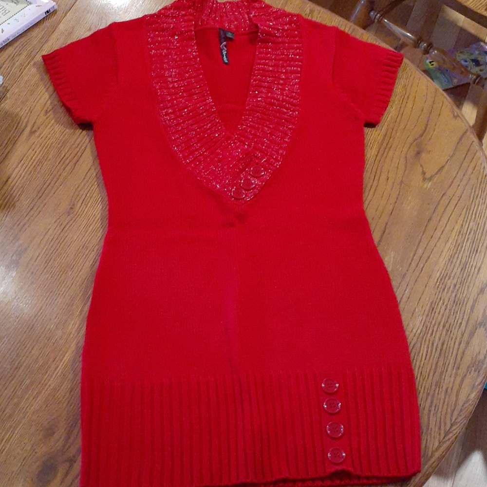 Tunic sweater or short sweater dress.